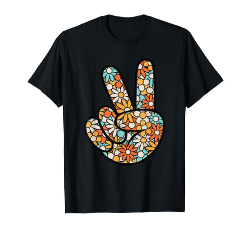 Peace Hand Sign Hippie Groovy 60S 70S T-Shirt - Fun Novelty Design Unisex - T-Shirt, Sweatshirt, Hoodie