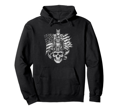 Skull Cat Skeleton Kitty Kitten Hoodie - Casual Everyday Wear Men Women - T-Shirt, Sweatshirt, Hoodie