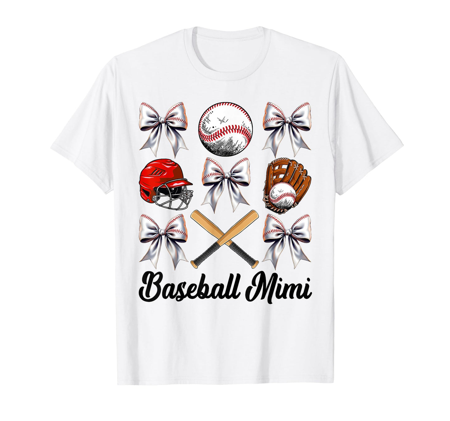 Baseball Mimi Bow Baseball Mom Mothers T-Shirt - Trendy Graphic Men Women - T-Shirt, Sweatshirt, Hoodie