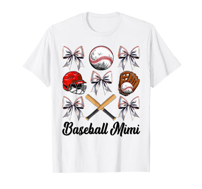 Baseball Mimi Bow Baseball Mom Mothers T-Shirt - Trendy Graphic Men Women - T-Shirt, Sweatshirt, Hoodie