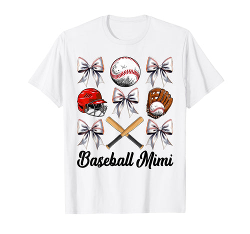 Baseball Mimi Bow Baseball Mom Mothers T-Shirt - Trendy Graphic Men Women - T-Shirt, Sweatshirt, Hoodie