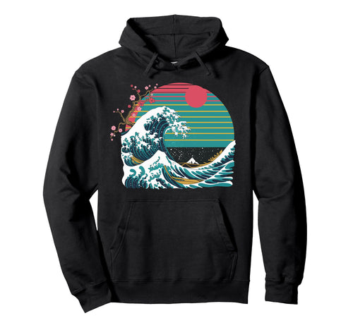 Big Wave Vaporwave Aesthetic 80S Hoodie - Casual Everyday Wear Unisex - T-Shirt, Sweatshirt, Hoodie