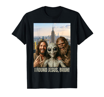 Bruh Bigfoot Alien Jesus Rock Hand Sign T-Shirt - Unique Graphic Men Women - T-Shirt, Sweatshirt, Hoodie