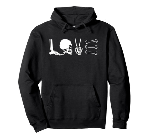 Skeleton Bones Love X Ray Skull Peace Hoodie - Novelty Apparel for Adults - T-Shirt, Sweatshirt, Hoodie