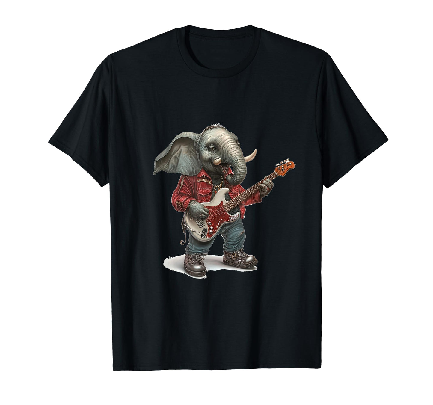Rocking Elephant Playing Guitar Vibes T-Shirt - Minimalist Print for Adults - T-Shirt, Sweatshirt, Hoodie