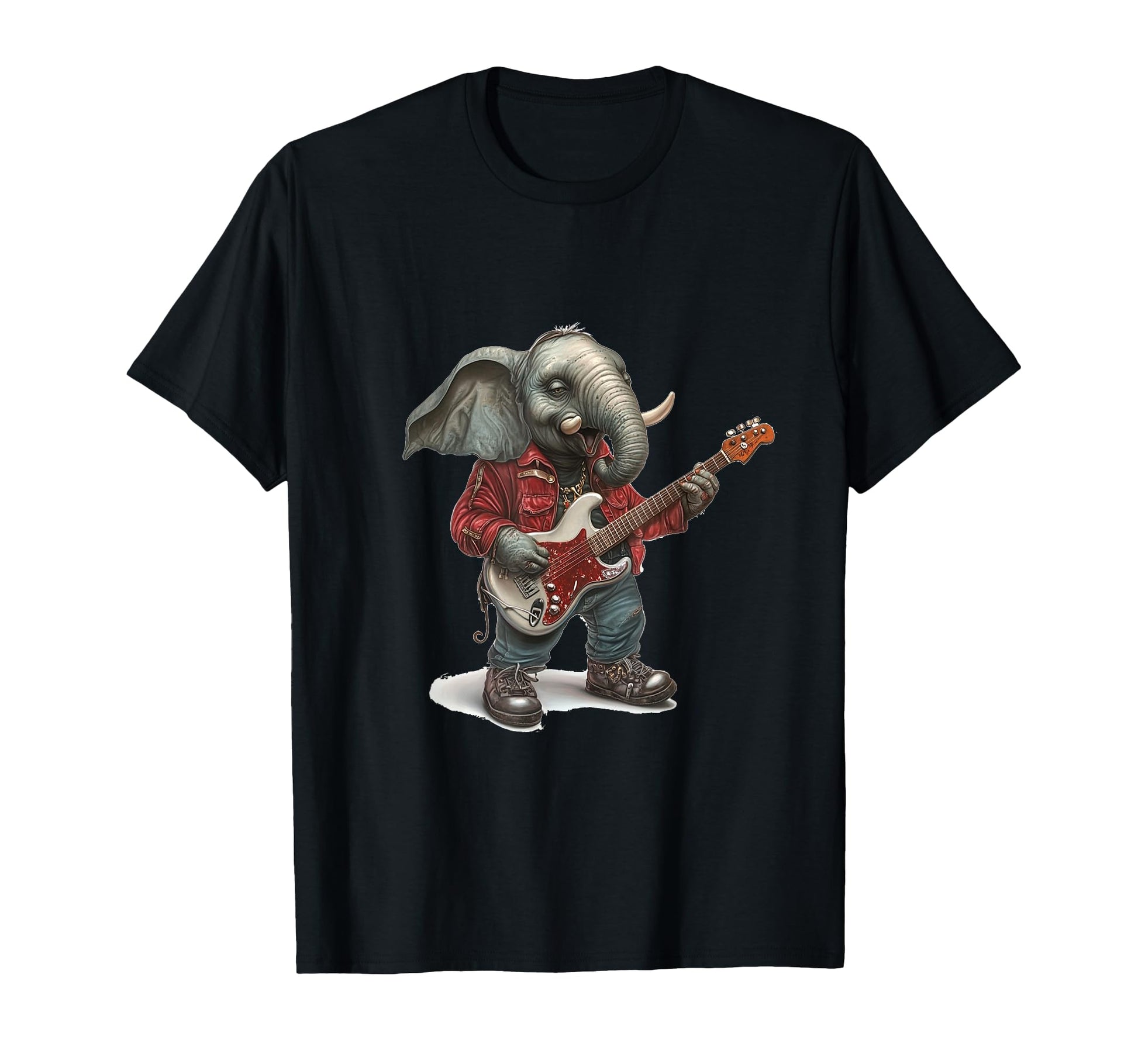 Rocking Elephant Playing Guitar Vibes T-Shirt - Minimalist Print for Adults - T-Shirt, Sweatshirt, Hoodie