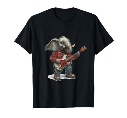 Rocking Elephant Playing Guitar Vibes T-Shirt - Minimalist Print for Adults - T-Shirt, Sweatshirt, Hoodie