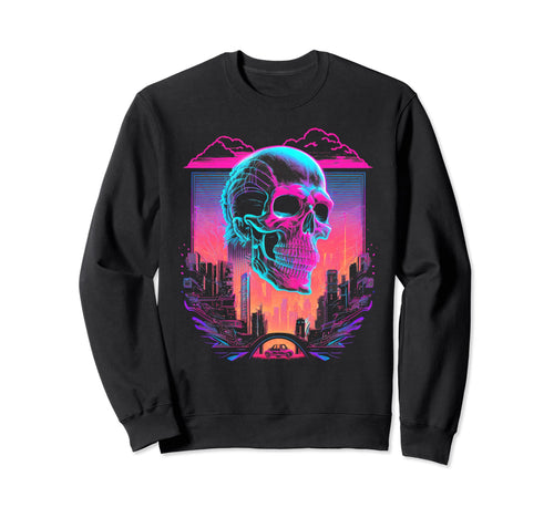 Skull Vaporwave Retrowave Aesthetic Sweatshirt - Trendy Graphic Unisex - T-Shirt, Sweatshirt, Hoodie