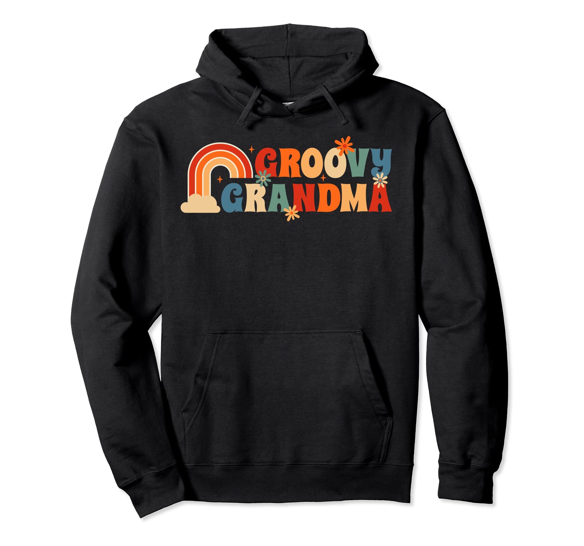Groovy Grandma Rainbow Floral 70S Hoodie - Novelty Apparel for Adults - T-Shirt, Sweatshirt, Hoodie