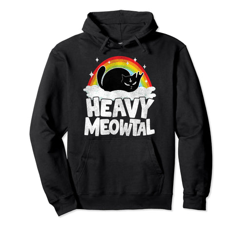 Heavy Meowtal Cat Rainbow Satanic Funny Hoodie - Custom Art Print Unisex - T-Shirt, Sweatshirt, Hoodie