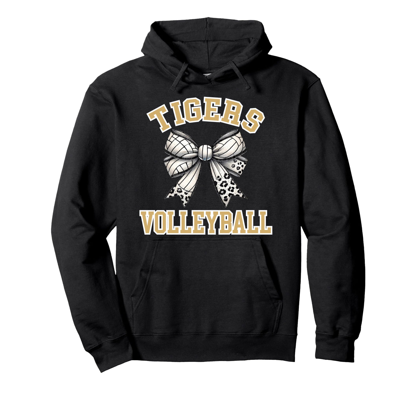 Gold Tigers Volleyball Coquette Bow Hoodie - Custom Art Print Men Women - T-Shirt, Sweatshirt, Hoodie