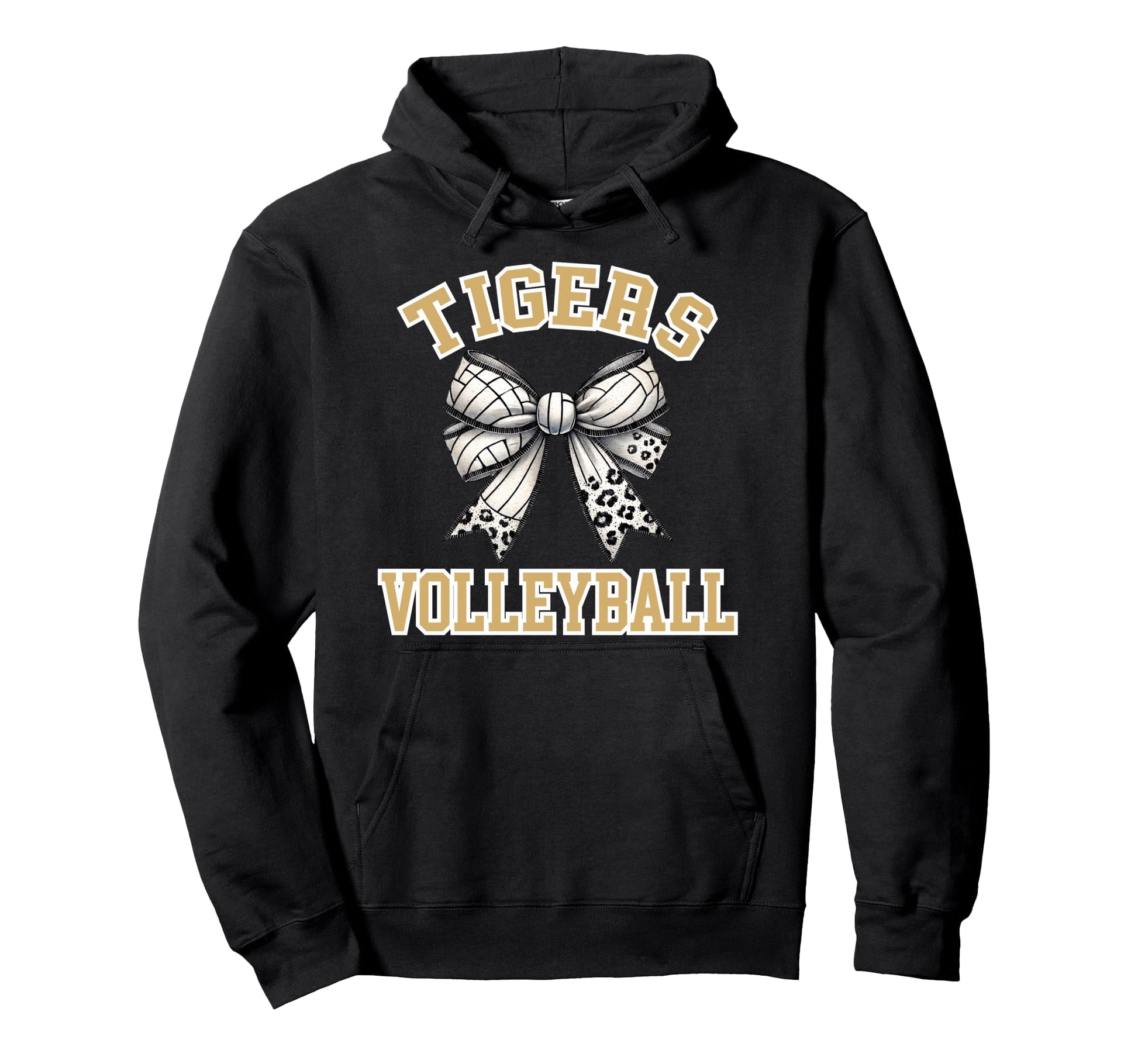 Gold Tigers Volleyball Coquette Bow Hoodie - Custom Art Print Men Women - T-Shirt, Sweatshirt, Hoodie