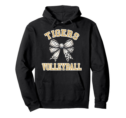 Gold Tigers Volleyball Coquette Bow Hoodie - Custom Art Print Men Women - T-Shirt, Sweatshirt, Hoodie