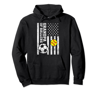 Grandpa Ballers Baseball Soccer Hoodie - Fun Novelty Design Unisex - T-Shirt, Sweatshirt, Hoodie