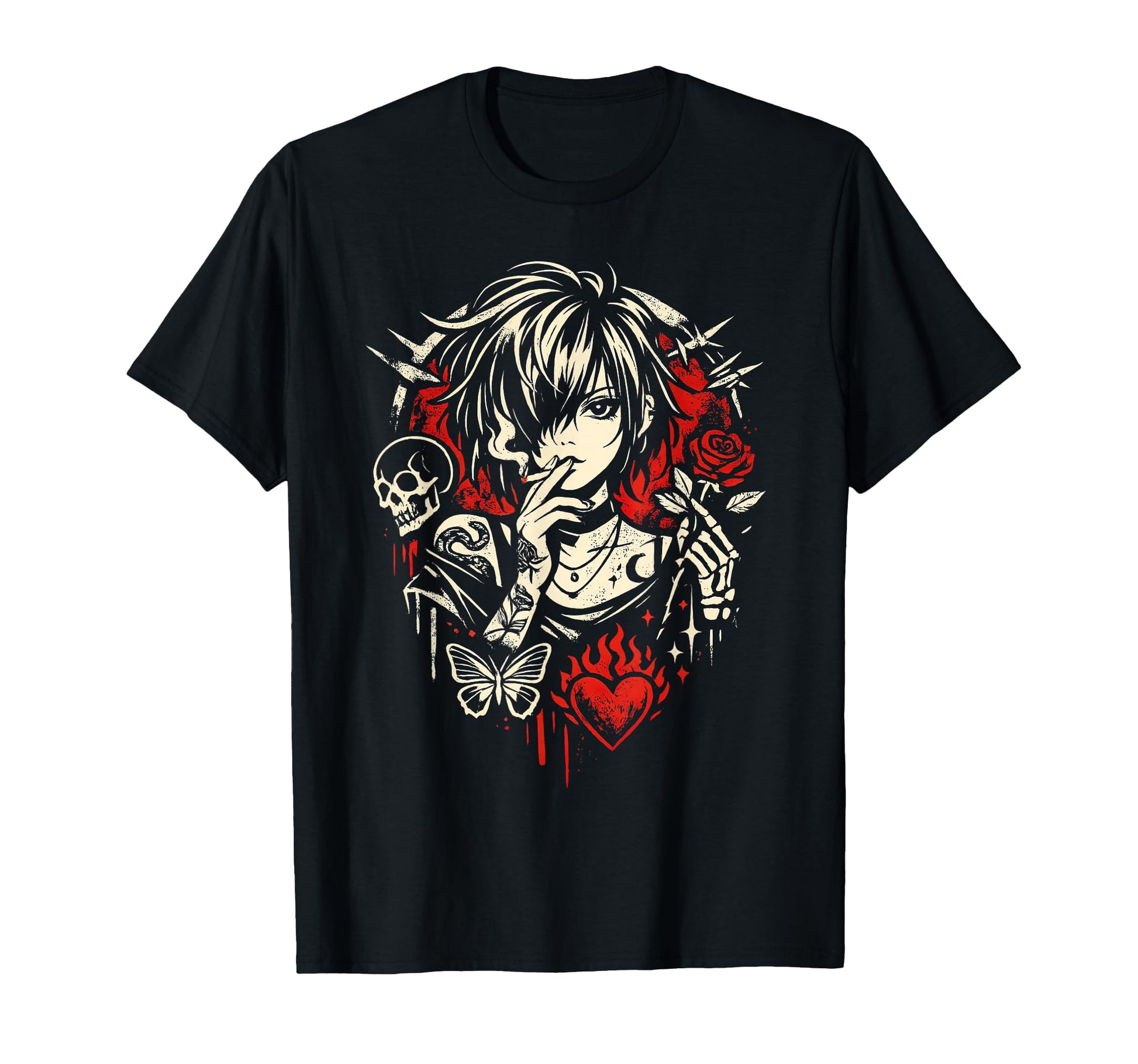 Smoking Grunge Goth Tattoo Art Rock T-Shirt - Graphic Print Men Women - T-Shirt, Sweatshirt, Hoodie