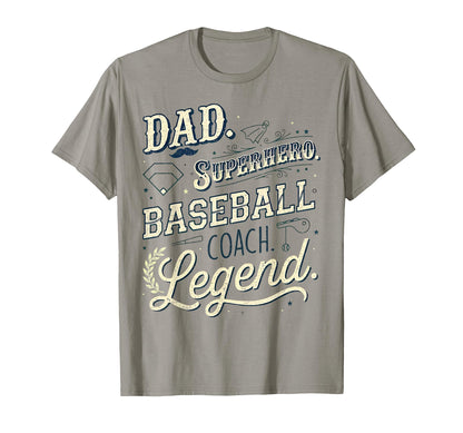 Dad Superhero Baseball Coach Legend T-Shirt - Aesthetic Graphic for Adults - T-Shirt, Sweatshirt, Hoodie
