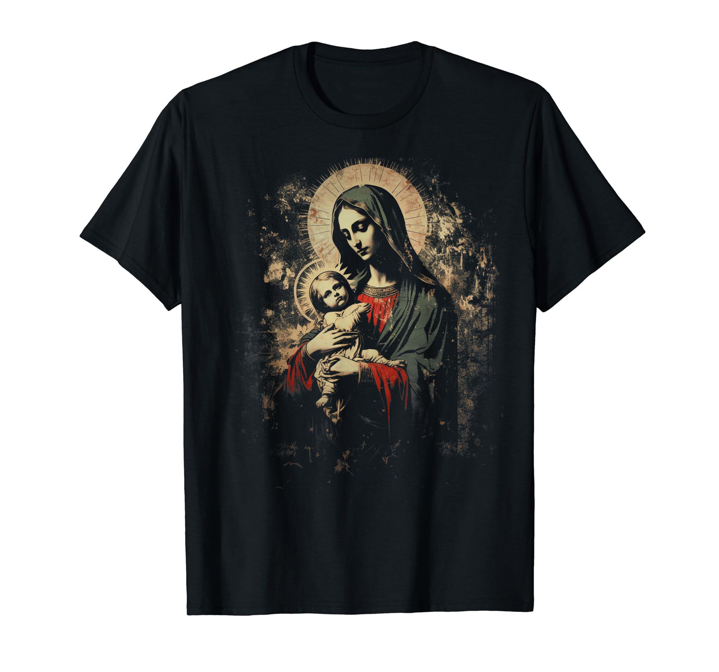 Mary Jesus Distressed 90S Goth T-Shirt - Casual Everyday Wear Unisex - T-Shirt, Sweatshirt, Hoodie