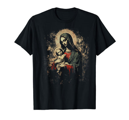 Mary Jesus Distressed 90S Goth T-Shirt - Casual Everyday Wear Unisex - T-Shirt, Sweatshirt, Hoodie
