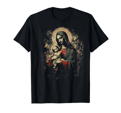 Mary Jesus Distressed 90S Goth T-Shirt - Casual Everyday Wear Unisex - T-Shirt, Sweatshirt, Hoodie