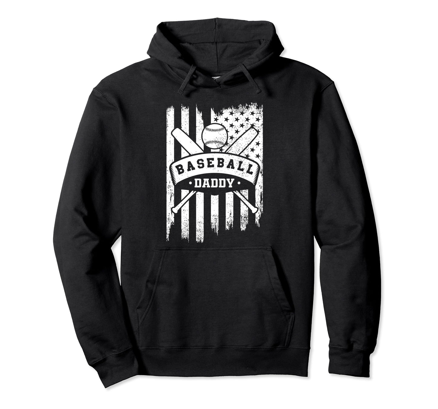 Baseball Daddy Usa American Flag Hoodie - Fun Novelty Design for Adults - T-Shirt, Sweatshirt, Hoodie