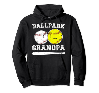 Ballpark Grandpa Softball Baseball Hoodie - Aesthetic Graphic for Adults - T-Shirt, Sweatshirt, Hoodie