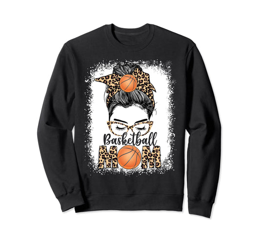 Basketball Mom Game Day Messy Bun Sweatshirt - Unique Graphic Unisex - T-Shirt, Sweatshirt, Hoodie