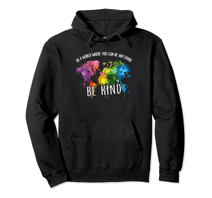 Colorful World Map Be Summer Kind Hoodie - Aesthetic Graphic for Adults - T-Shirt, Sweatshirt, Hoodie