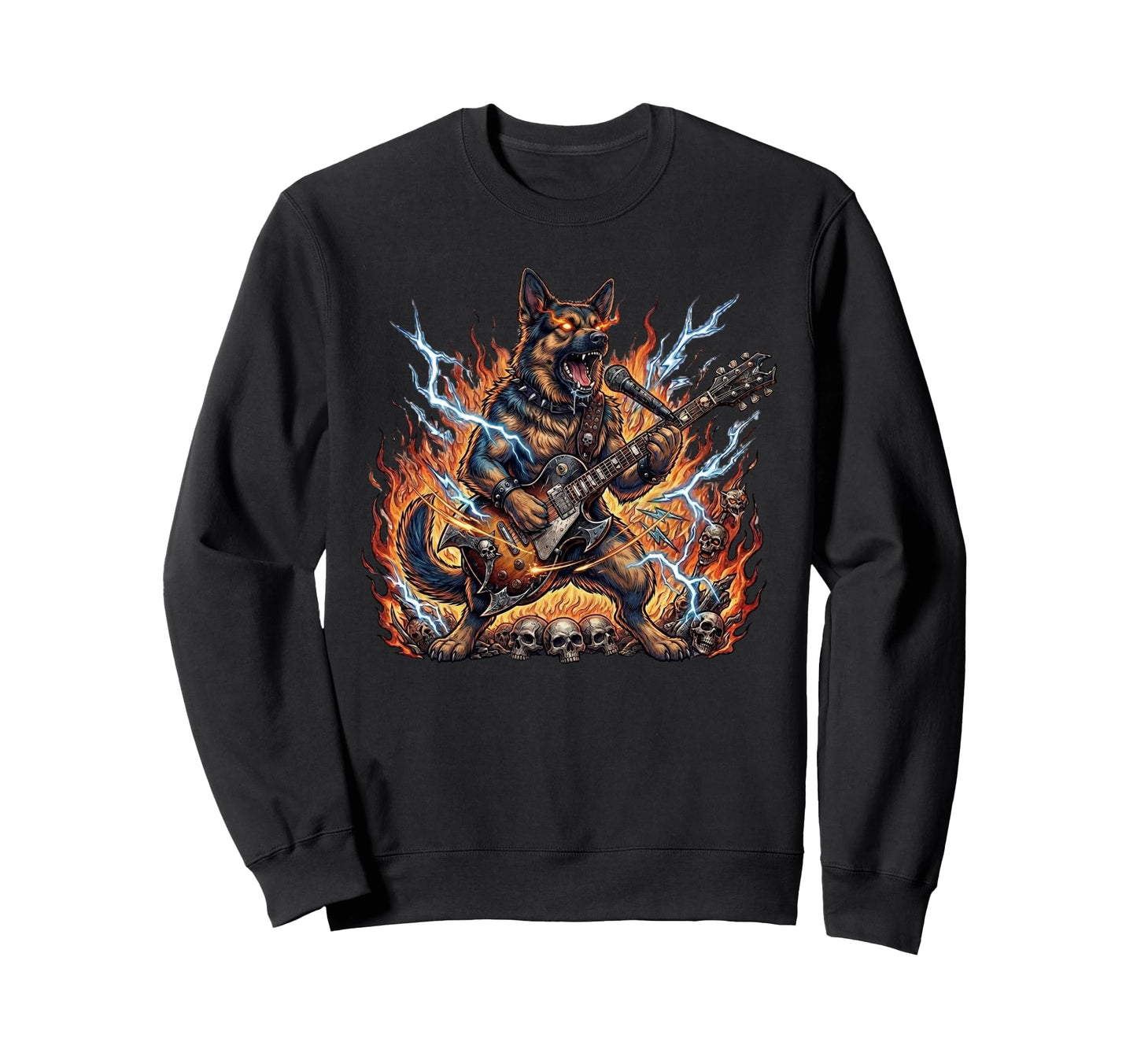 Heavy Metal Dog Guitar Rock Animal Sweatshirt - Trendy Graphic for Adults - T-Shirt, Sweatshirt, Hoodie