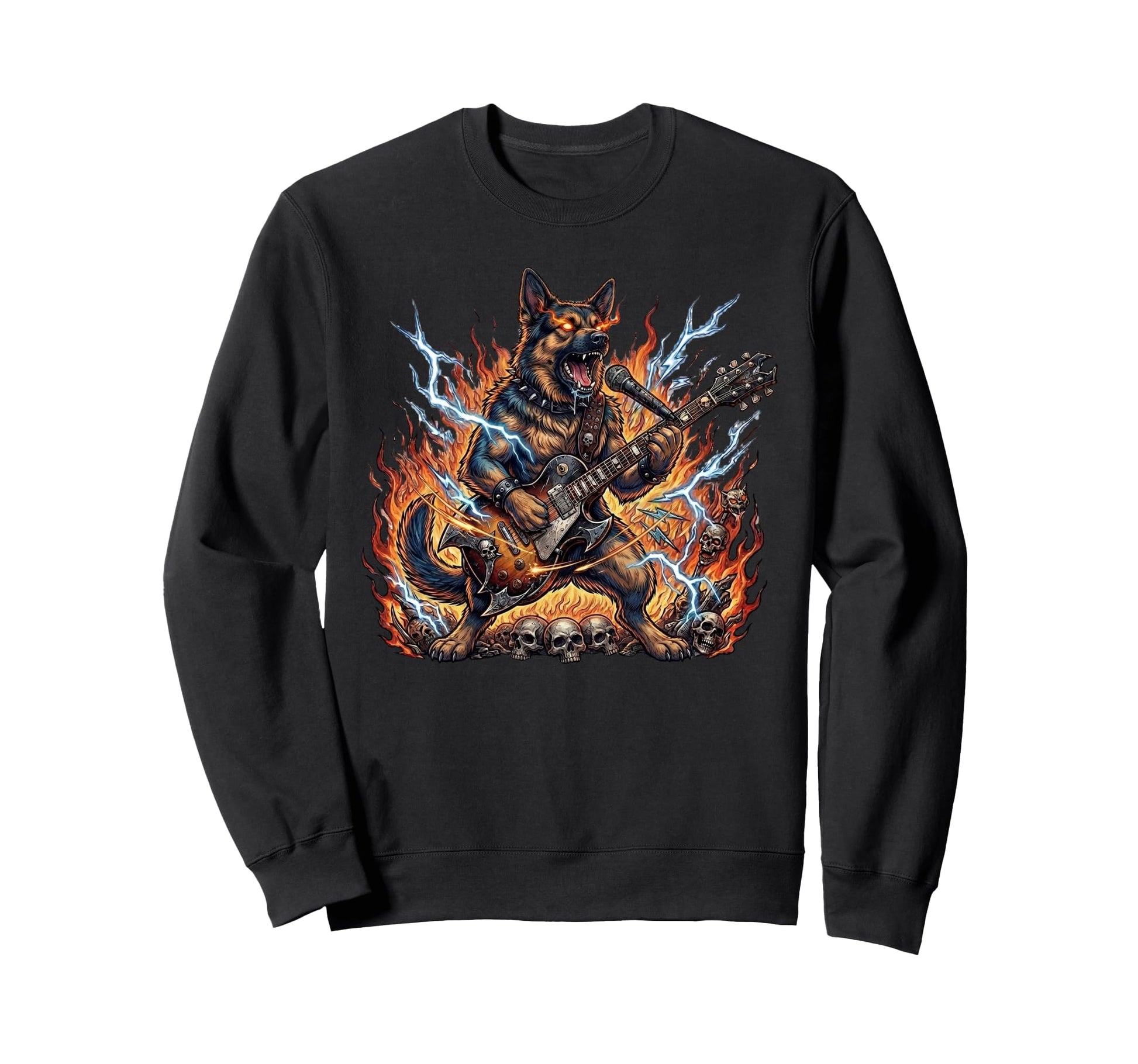 Heavy Metal Dog Guitar Rock Animal Sweatshirt - Trendy Graphic for Adults - T-Shirt, Sweatshirt, Hoodie