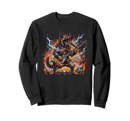 Heavy Metal Dog Guitar Rock Animal Sweatshirt - Trendy Graphic for Adults - T-Shirt, Sweatshirt, Hoodie