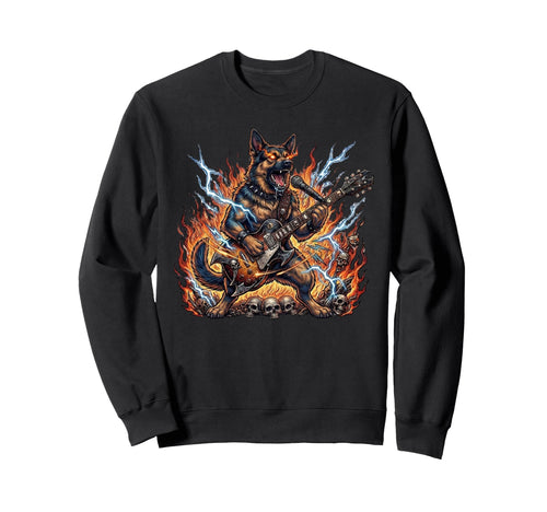 Heavy Metal Dog Guitar Rock Animal Sweatshirt - Trendy Graphic for Adults - T-Shirt, Sweatshirt, Hoodie