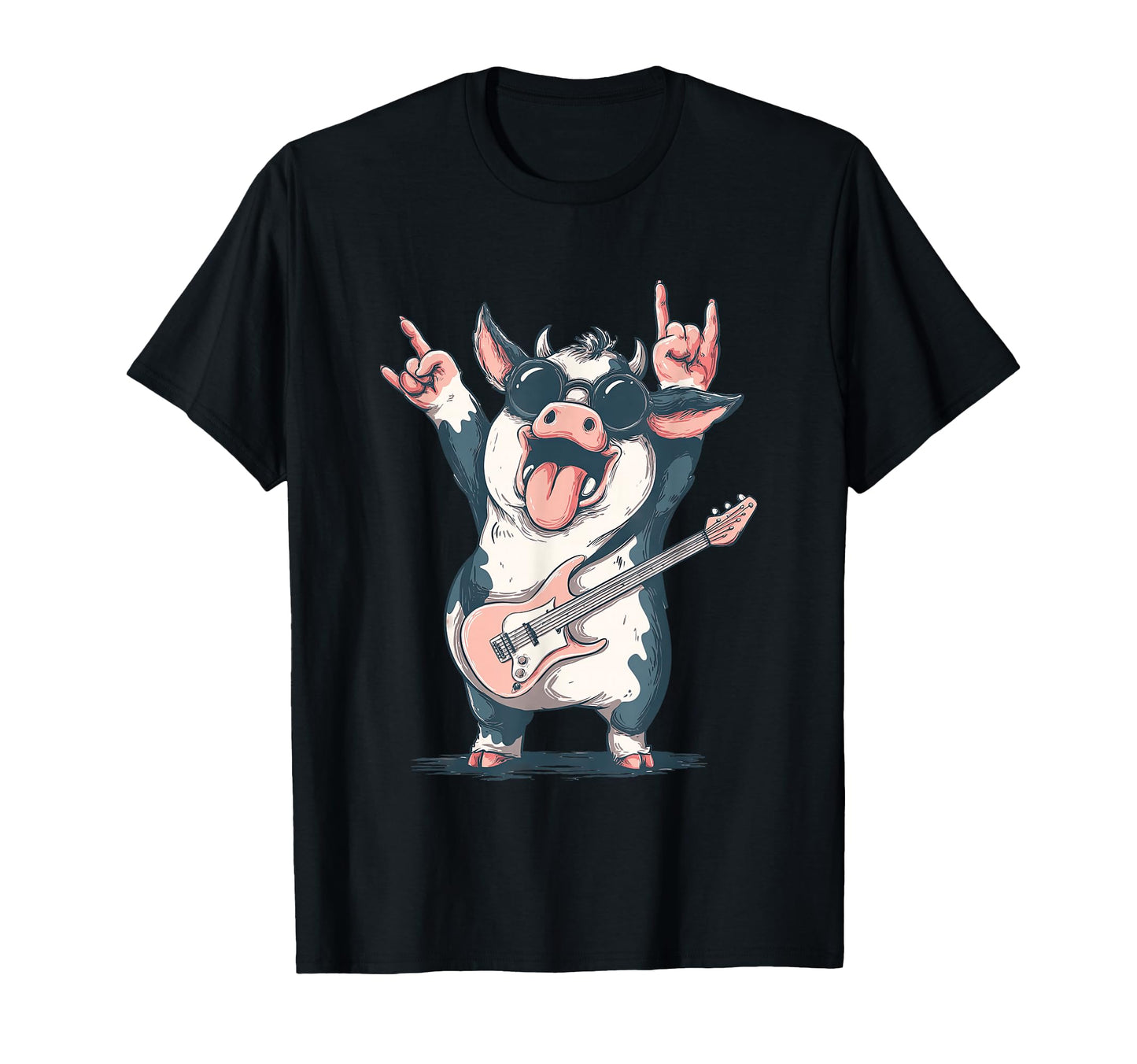 Funny Cow Cartoon Animal Music T-Shirt - Casual Everyday Wear Unisex - T-Shirt, Sweatshirt, Hoodie