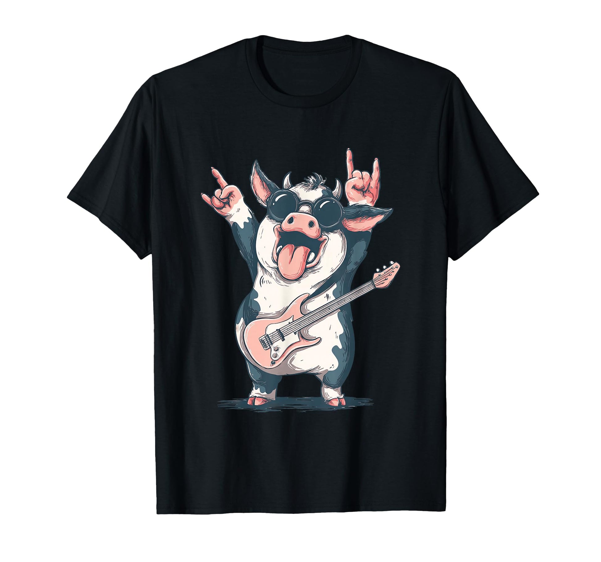 Funny Cow Cartoon Animal Music T-Shirt - Casual Everyday Wear Unisex - T-Shirt, Sweatshirt, Hoodie