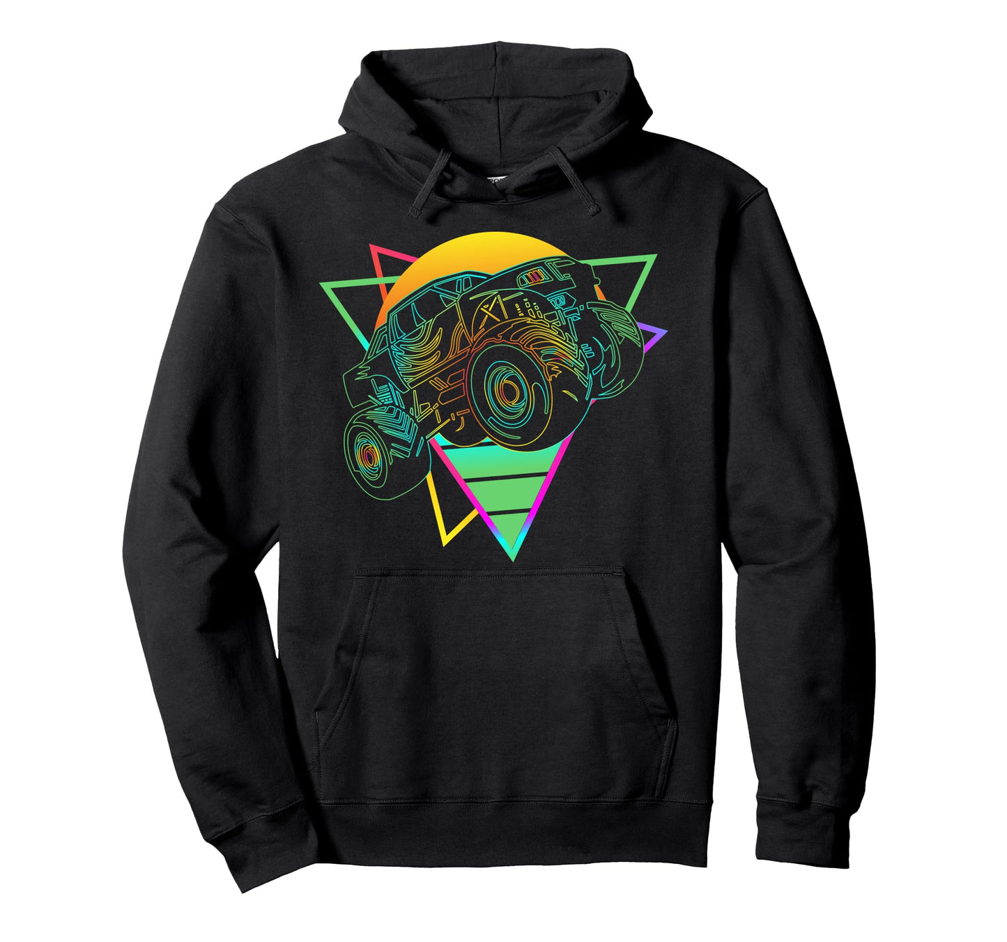 Vaporwave Aesthetic Monster Truck Hoodie - Casual Everyday Wear Unisex - T-Shirt, Sweatshirt, Hoodie