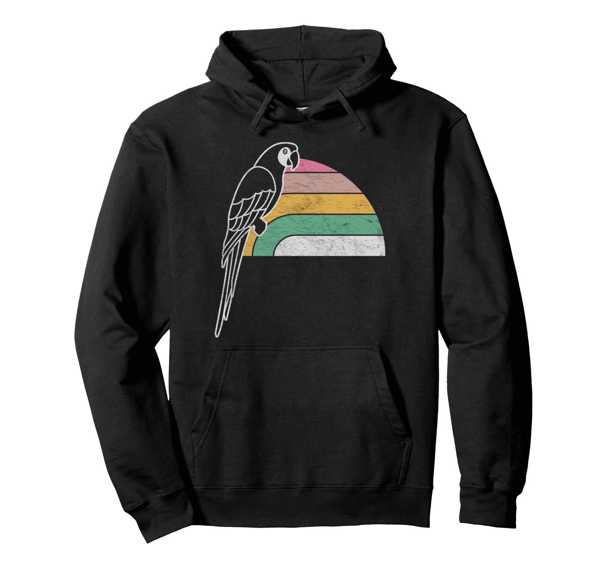 Parrot Silhouette Sunset Rainbow Charm Hoodie - Unique Graphic for Adults - T-Shirt, Sweatshirt, Hoodie