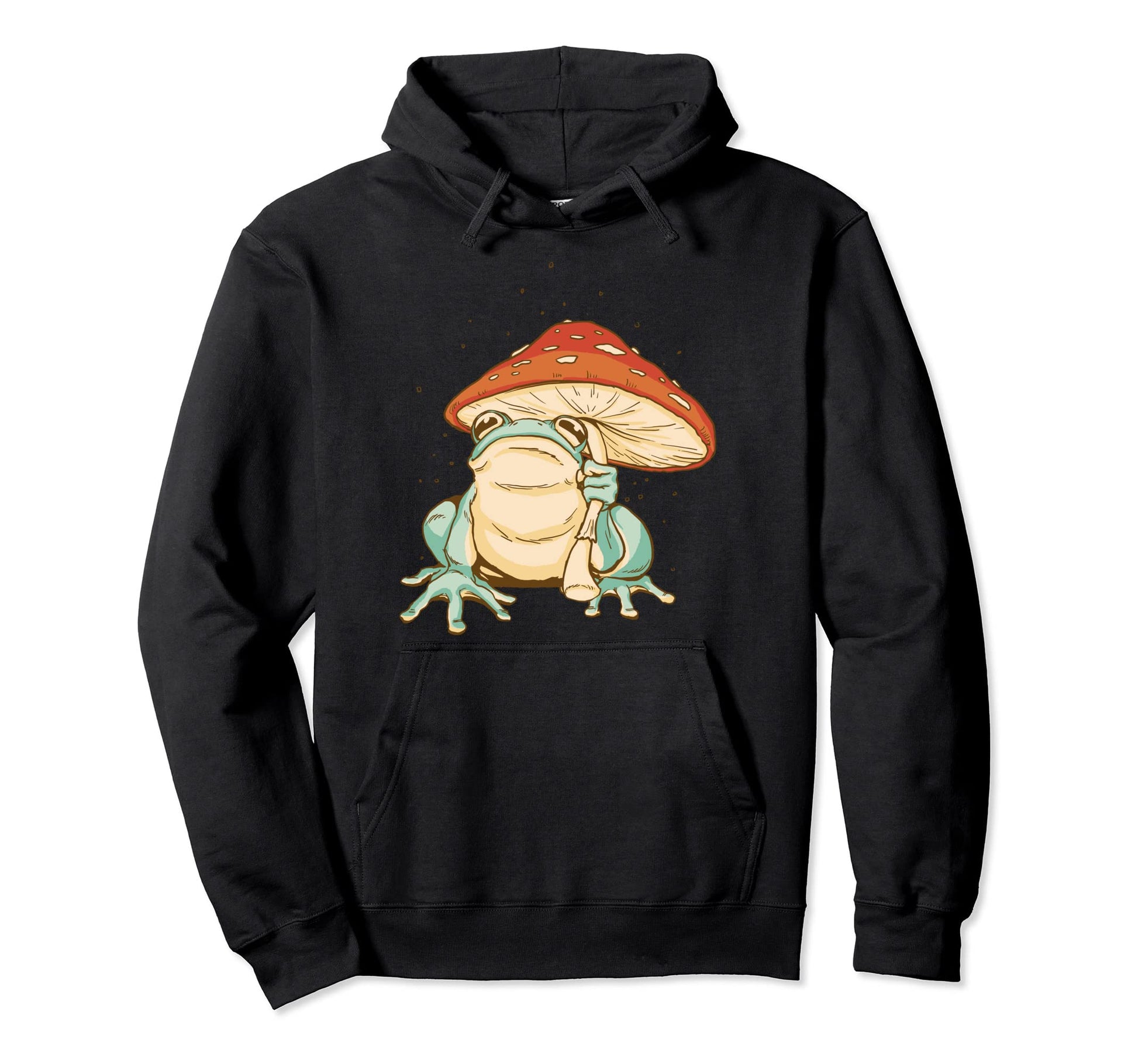 Frog Mushroom Umbrella Boho Hippie Hoodie - Fun Novelty Design for Adults - T-Shirt, Sweatshirt, Hoodie