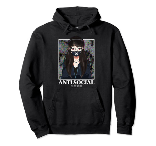 Anti Social Anime Japanese Antisocial Hoodie - Minimalist Print Unisex - T-Shirt, Sweatshirt, Hoodie