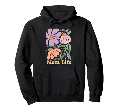 Supercute Love Her Floral Groovy Boho Mom Hoodie - Graphic Print Unisex - T-Shirt, Sweatshirt, Hoodie