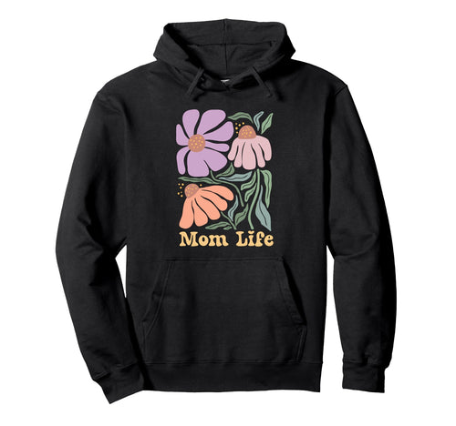 Supercute Love Her Floral Groovy Boho Mom Hoodie - Graphic Print Unisex - T-Shirt, Sweatshirt, Hoodie