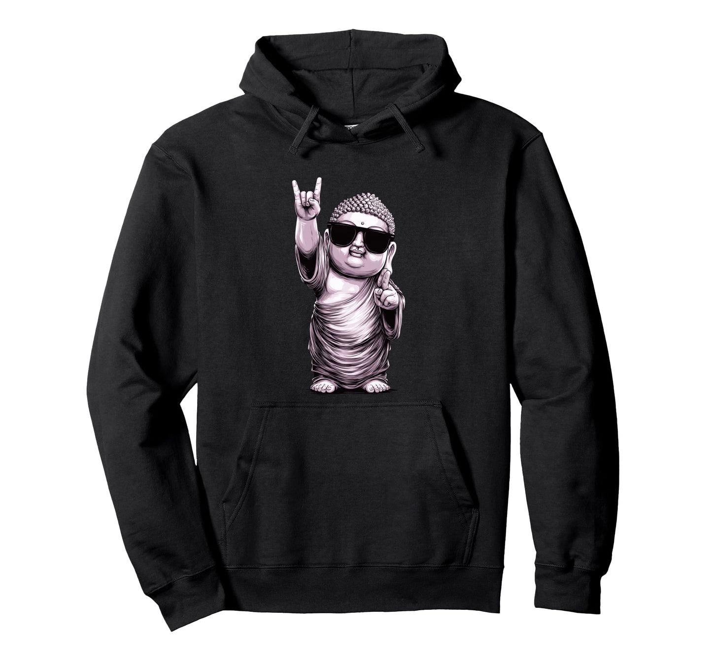Buddha Peace Sign Rock Hoodie - Unique Graphic Unisex - T-Shirt, Sweatshirt, Hoodie