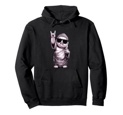 Buddha Peace Sign Rock Hoodie - Unique Graphic Unisex - T-Shirt, Sweatshirt, Hoodie
