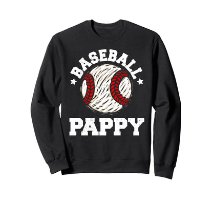 Baseball Pappy Distressed Funny Sweatshirt - Novelty Apparel for Adults - T-Shirt, Sweatshirt, Hoodie