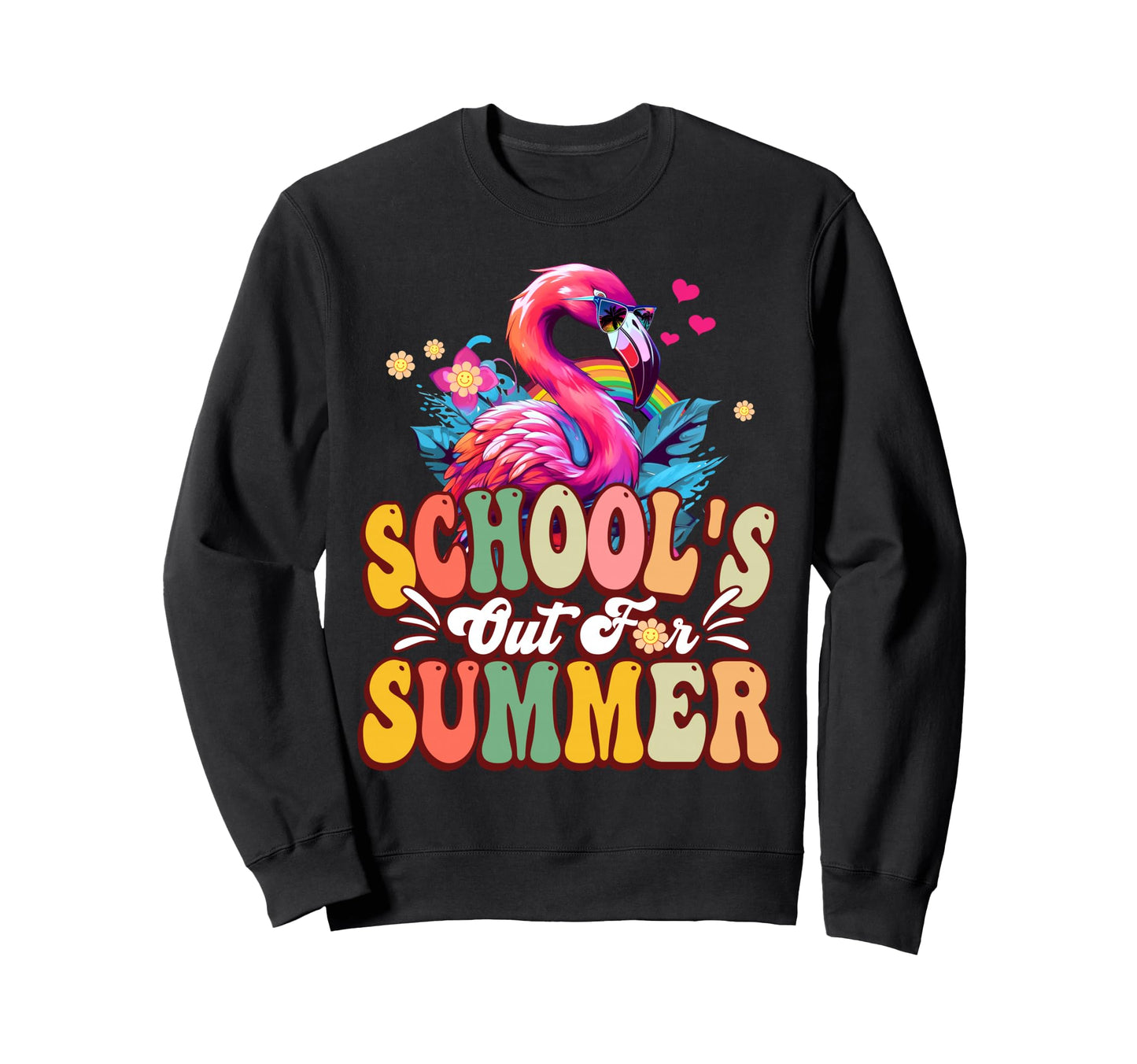 Flamingo Schools Out Summer Sweatshirt - Aesthetic Graphic for Adults - T-Shirt, Sweatshirt, Hoodie