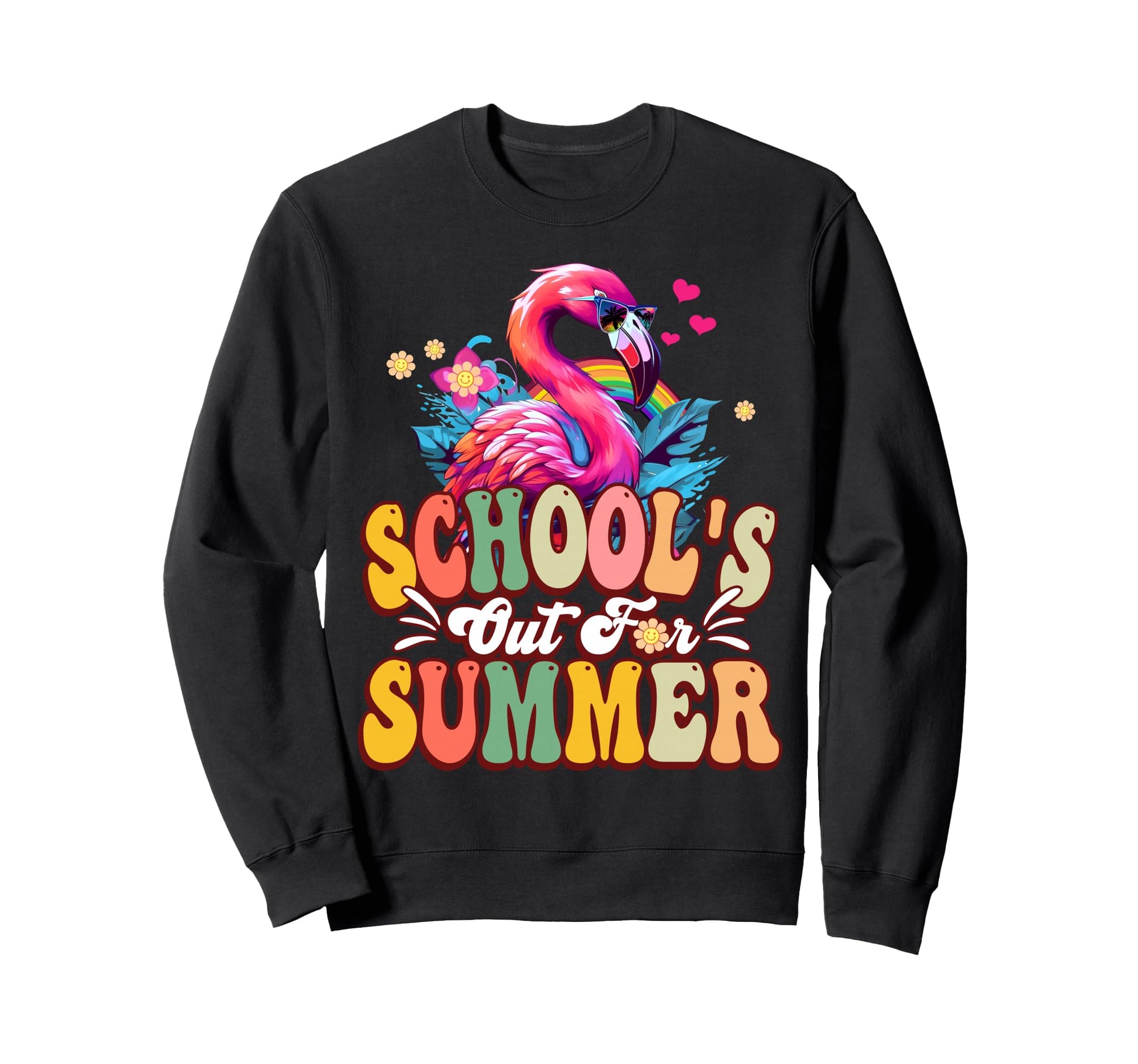 Flamingo Schools Out Summer Sweatshirt - Aesthetic Graphic for Adults - T-Shirt, Sweatshirt, Hoodie