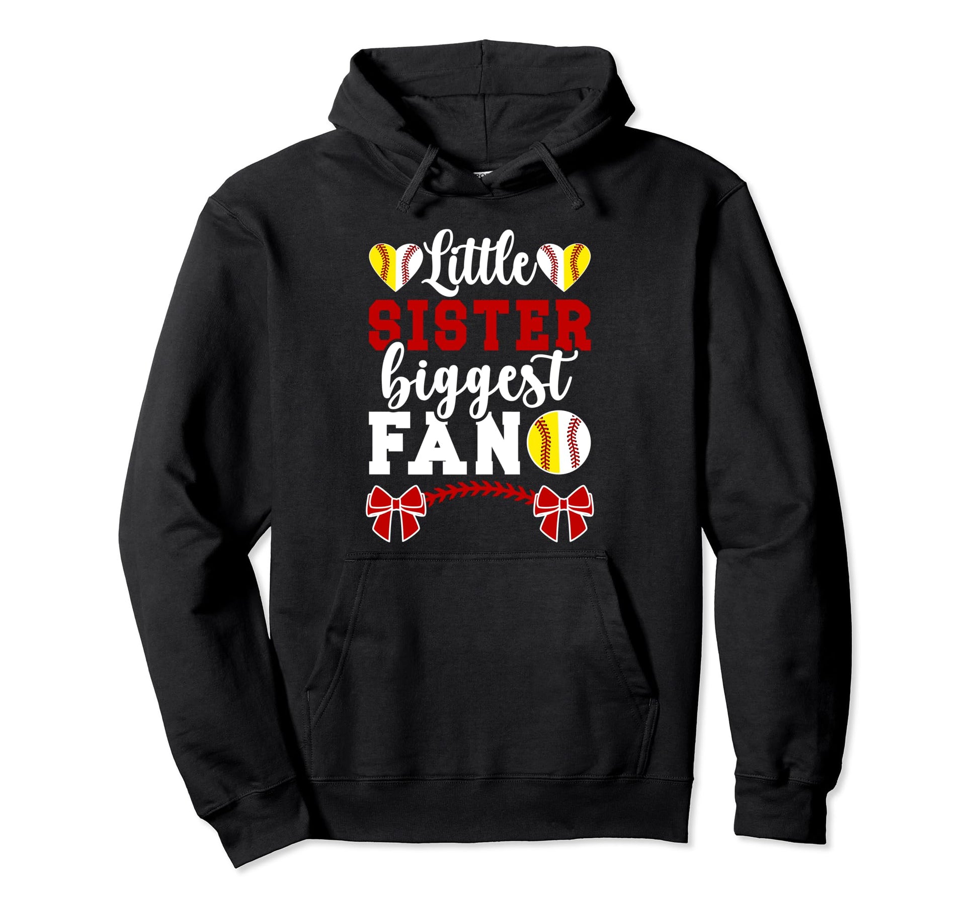 Little Sister Biggest Fan Softball Hoodie - Custom Art Print for Adults - T-Shirt, Sweatshirt, Hoodie