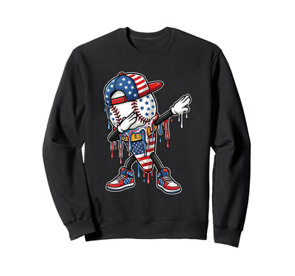 Dripping Baseball Drip 4Th July Ice Sweatshirt - Novelty Apparel Unisex - T-Shirt, Sweatshirt, Hoodie