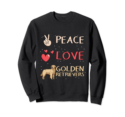 Goldie Dog Peace Love Golden Sweatshirt - Trendy Graphic Men Women - T-Shirt, Sweatshirt, Hoodie