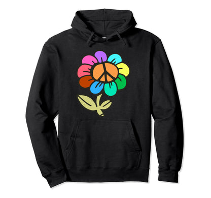 Hippie 60S 70S Costume Party Flower Hoodie - Fun Novelty Design for Adults - T-Shirt, Sweatshirt, Hoodie
