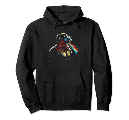 Gorilla Pukes Rainbow Funny Colorful Hoodie - Aesthetic Graphic Men Women - T-Shirt, Sweatshirt, Hoodie