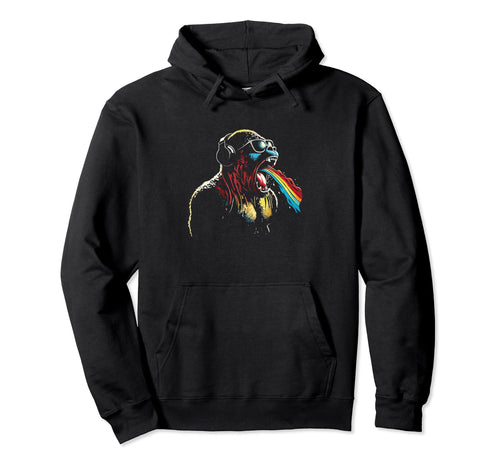 Gorilla Pukes Rainbow Funny Colorful Hoodie - Aesthetic Graphic Men Women - T-Shirt, Sweatshirt, Hoodie